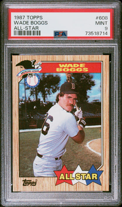 1987 Topps Baseball Wade Boggs #608 Psa 9 73518714