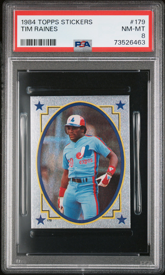 1984 Topps Stickers Baseball Tim Raines #179 Psa 8 73526463