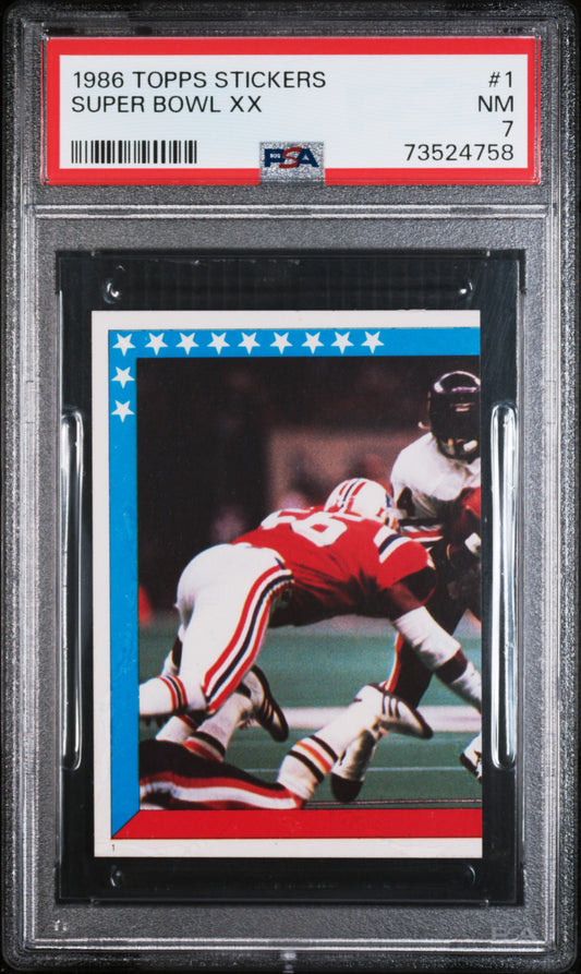 1986 Topps Stickers Football Super Bowl Xx #1 Psa 7 73524758